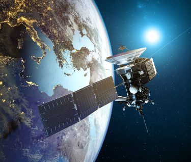 GNSS Spoofing image of Satellite going around a globe